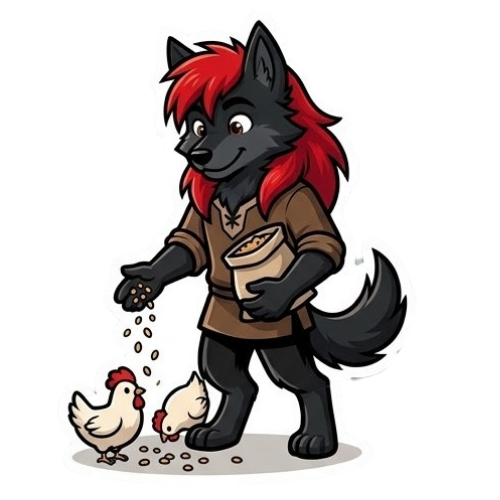 Nox feeding chickens sticker art